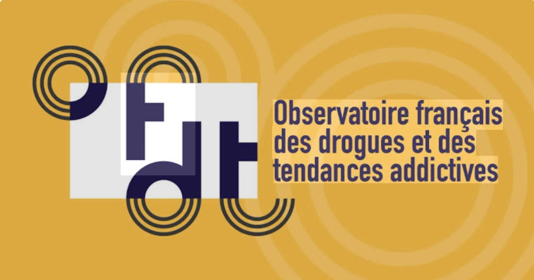 Logo of the French Monitoring Centre for Drugs and Drug Addiction (OFDT) on a yellow background.